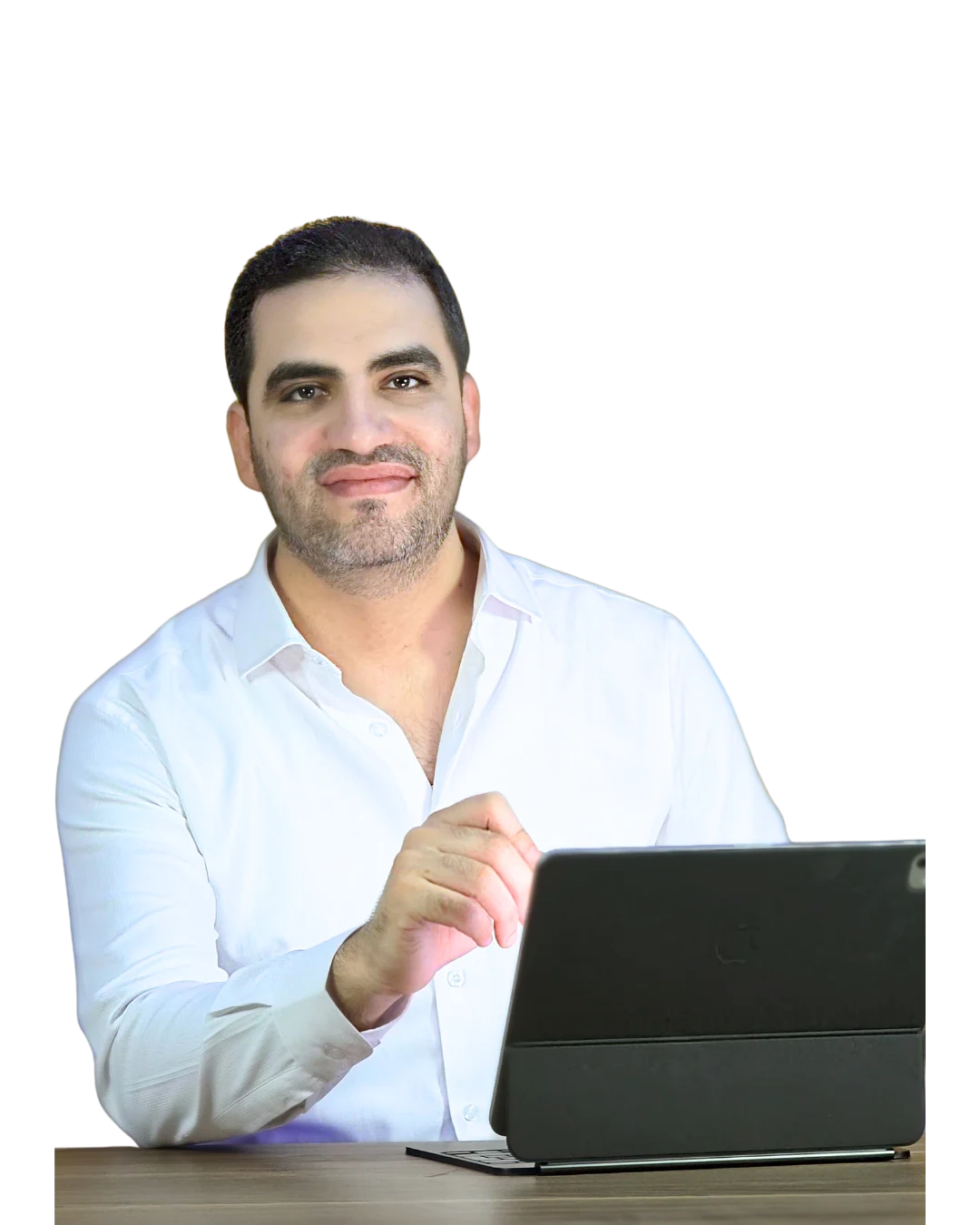 Dr Islam Altaras in his white coat